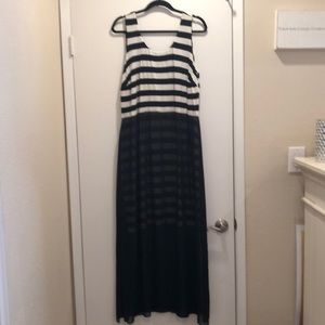 Vince Camuto Striped Dress w/ Sheer Overlay
